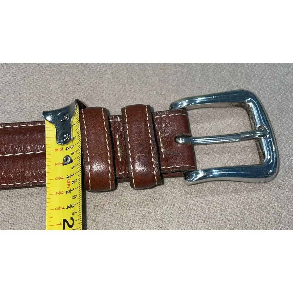 JOHNSTON & MURPHY Aniline Klipskin Shoulders Leather Brown Belt w/Buckle Size 44